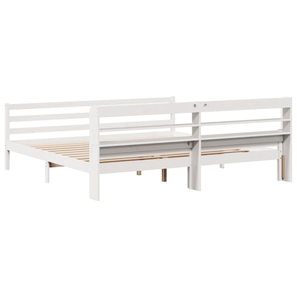 Bed Frame with Headboard without Mattress White 200x200 cm